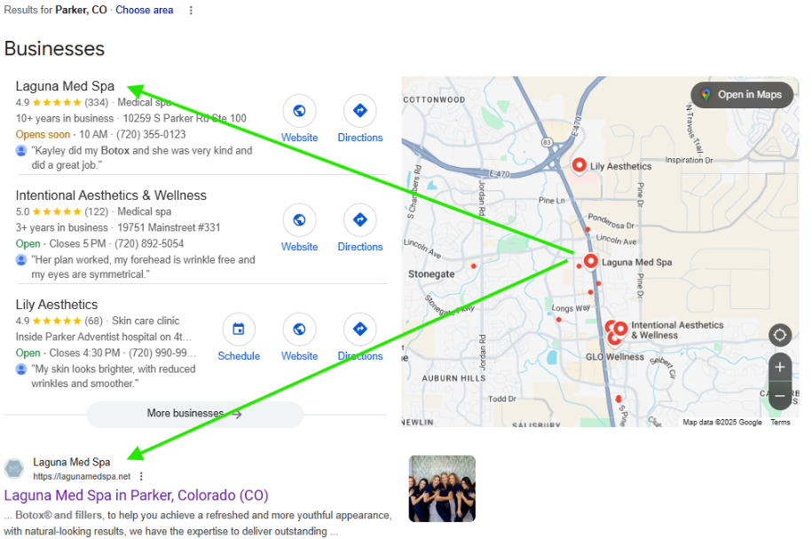 google serp - laguna med spa