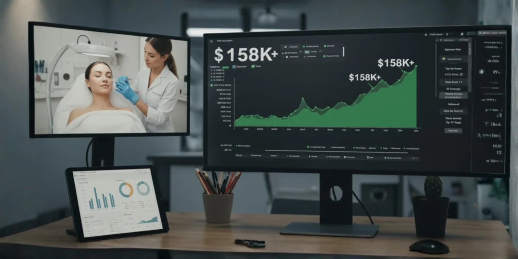 Graph showing Desert Bloom Wellness revenue growth scaling to $158K months with the THRIVE System.
